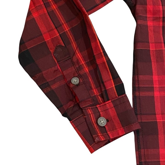 Calvin Klein Jeans Boys Red Black Plaid Button-Up Shirt Size 6 Long Sleeve NWT - Picture 3 of 9